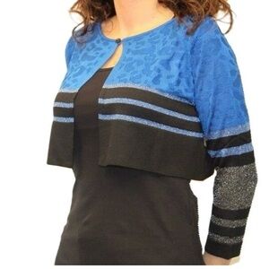 Just cavalli open front cropped slinky knit cardigan blue, black size L